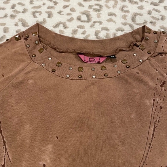 IDI by Mathew Womens Studded Sleeveless T-shirt‎ Distressed Brown 100% Cot, Med - Picture 6 of 7